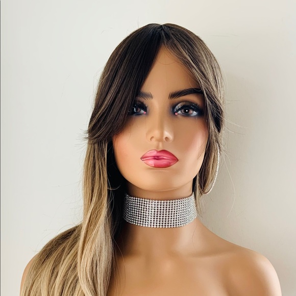 Very Pretty Ombre Golden Brown Synthetic Wig with Bangs - Picture 4 of 11